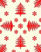 Crimson Red Evergreen Snowflakes Rug