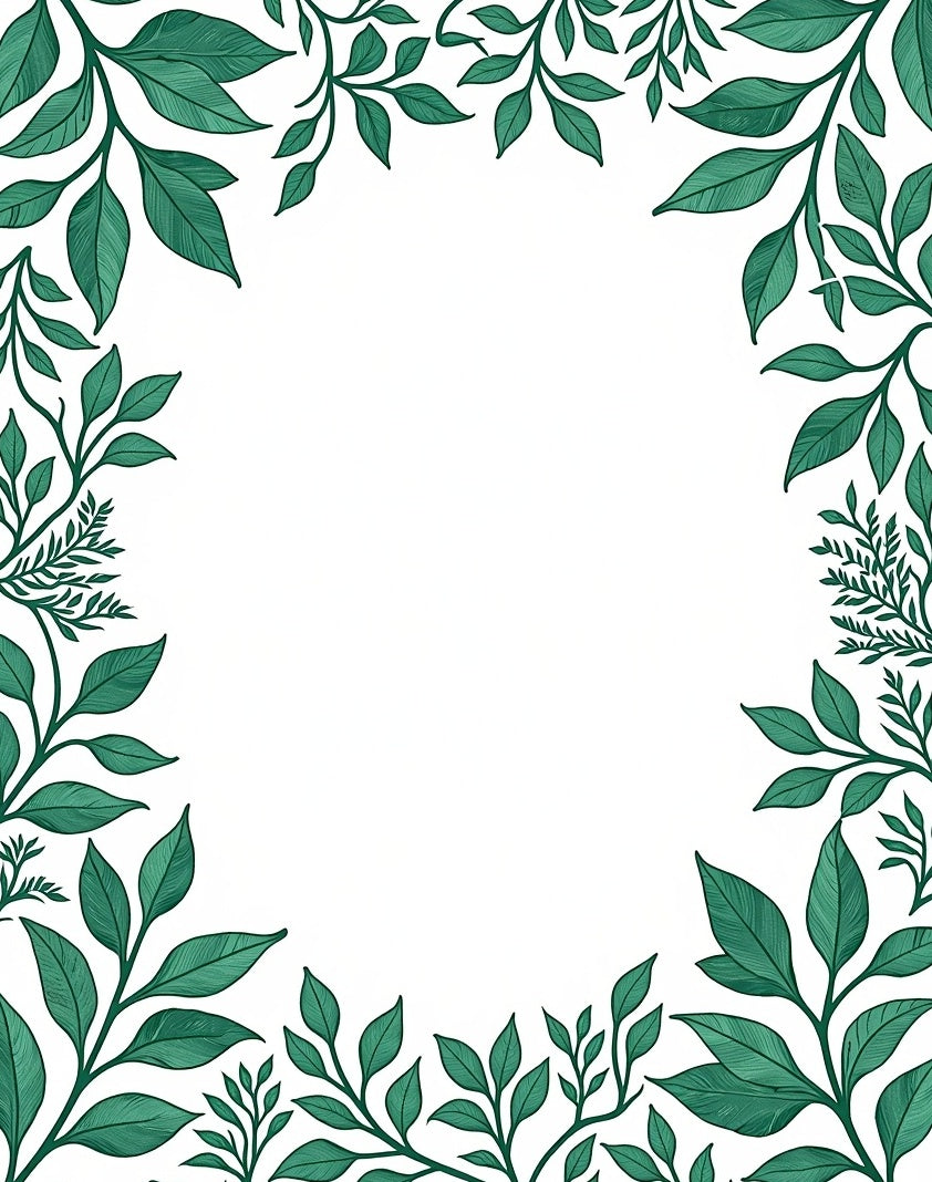 Emerald Green Leafy Vine Border Rug