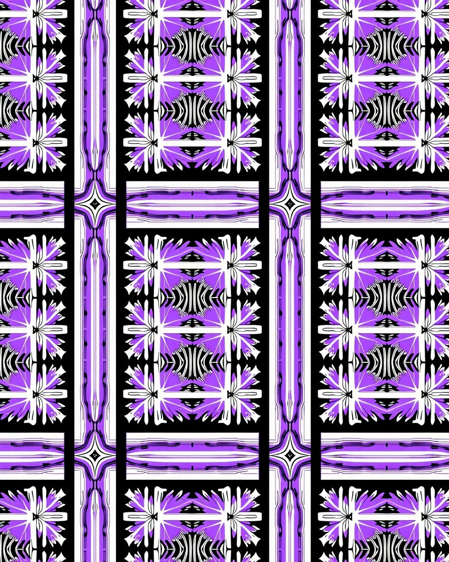Bold Purple Geometric Star Motif Rug