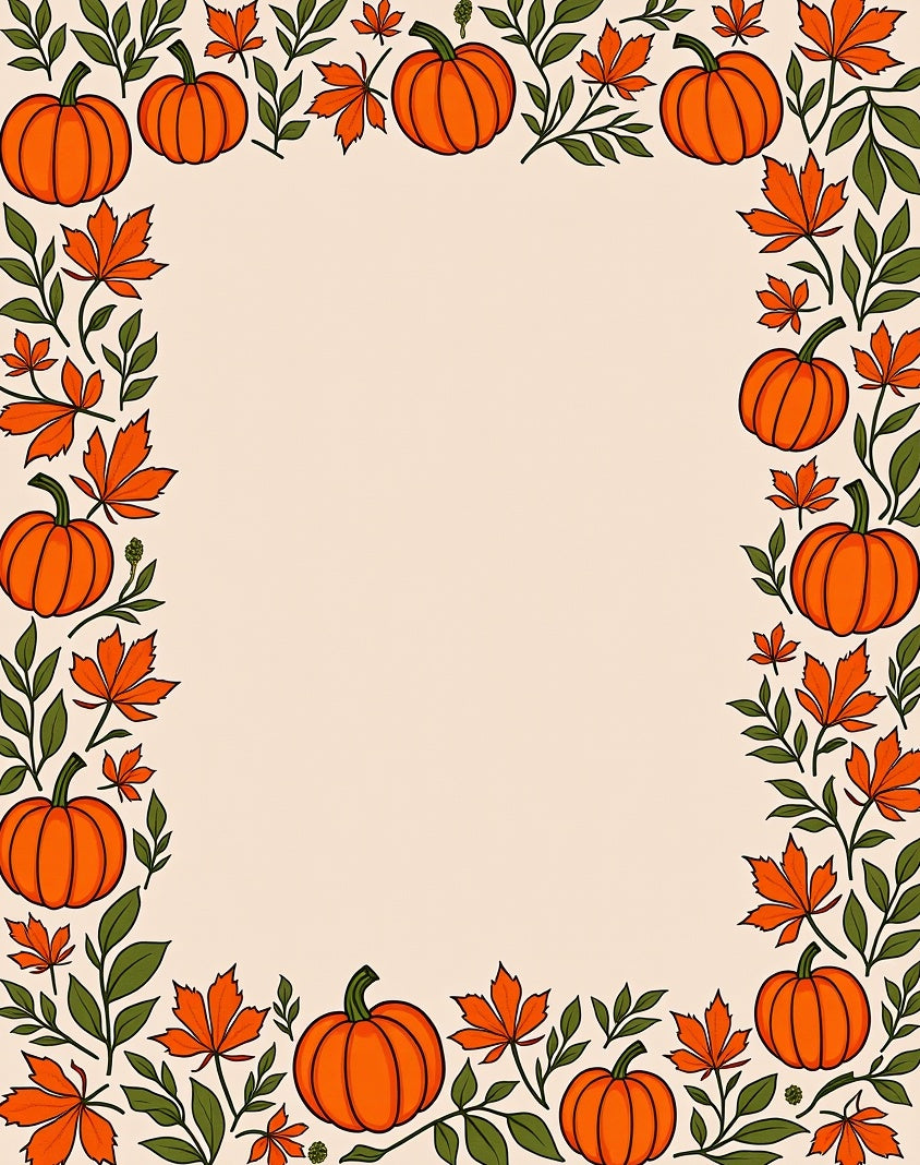 Autumn Leaf Pumpkin Border Rug