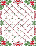 Crimson Lattice Berry Sprig Border Rug