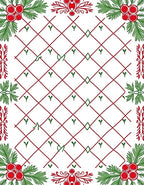 Crimson Lattice Berry Sprig Border Rug