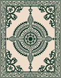 Dark Green Ornate Medallion Mandala Rug