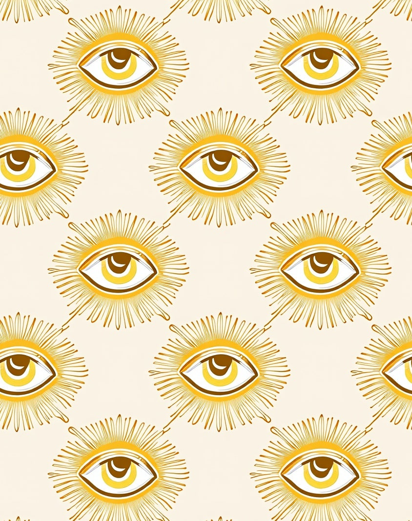 Golden Sunburst Eye Motif Rug