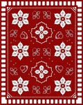 Classic Red White Folk Floral Medallion Rug
