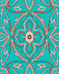 Turquoise Orange Beige Floral Medallion Rug