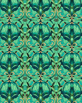 Art Nouveau Emerald Green Floral Tapestry Rug