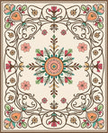 Art Nouveau Floral Coral and Teal Rug