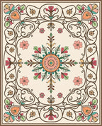 Art Nouveau Floral Coral and Teal Rug