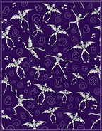Dancing Skeletons Bat Wing Purple Rug