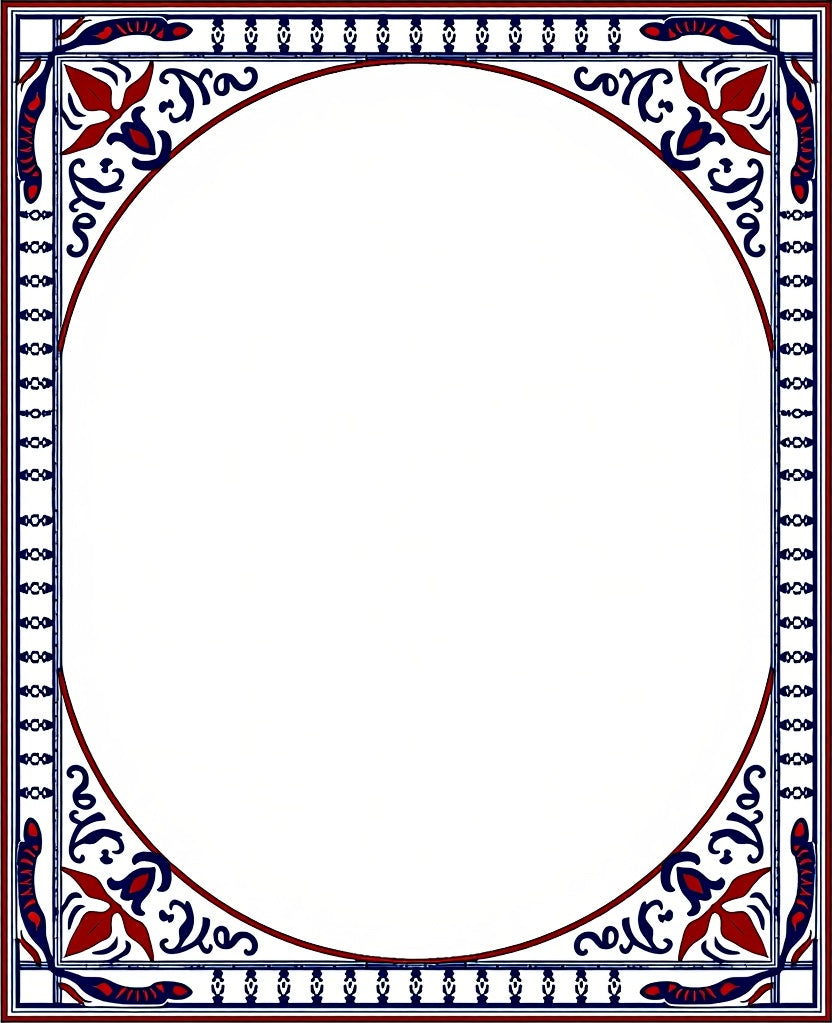 Classic Crimson Blue Floral Corner Rug