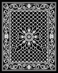 Black White Floral Medallion Geometric Border Rug