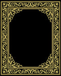 Ornate Gold Leaf Scroll Border Rug