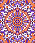 Vibrant Orange Purple Medallion Mandala Rug