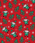 Christmas Elves Green Pine Snowflakes Red Rug