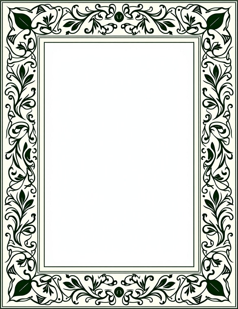 Off-White Green Floral Border Rug