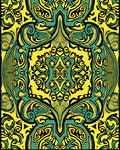 Emerald and Yellow Symmetrical Ornament Rug