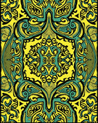 Emerald and Yellow Symmetrical Ornament Rug