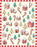 Pink Houses Candy Cane Trees Festive Holiday Rug