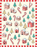 Pink Houses Candy Cane Trees Festive Holiday Rug