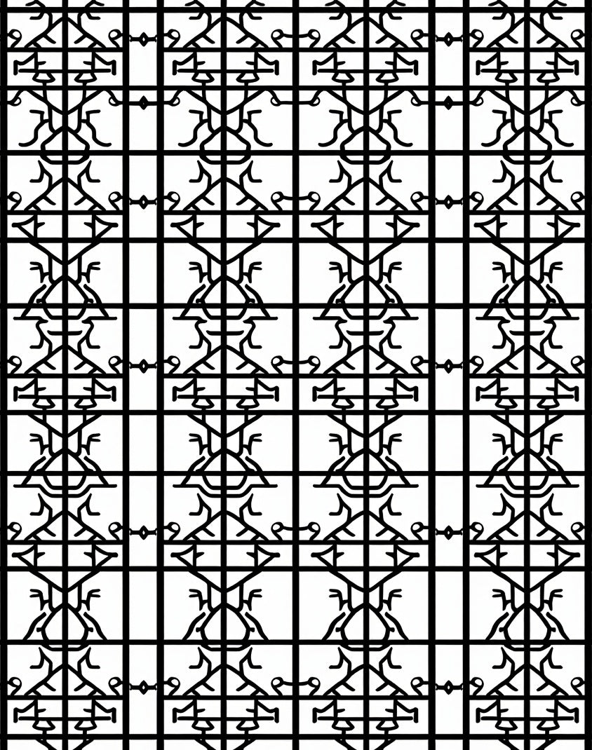 Bold Black Geometric Lattice Rug