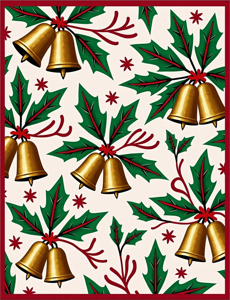 Golden Jingle Bell Holly Garland Rug
