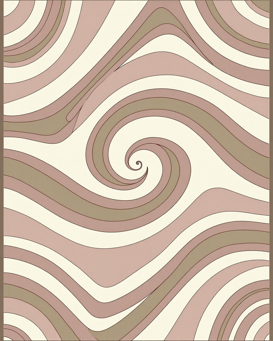 Soft Retro Swirl Abstract Rug