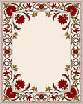 Elegant Red Floral Vine Border Rug