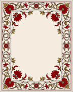 Elegant Red Floral Vine Border Rug