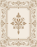 Ornate Brown Floral Medallion Frame Rug