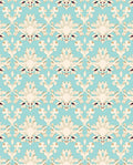 Elegant Cream Damask Aqua Background Rug