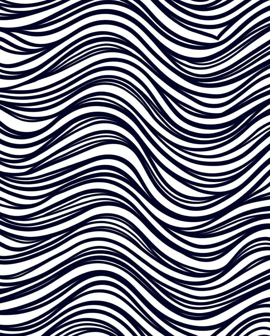 Deep Blue Abstract Wave Lines Rug