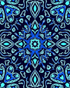 Electric Blue Ornamental Medallion Rug