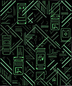 Retro Futuristic Neon Circuit Board Rug