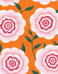Vibrant Pink Blossom Orange Garden Rug