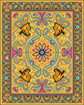 Vibrant Golden Fish Floral Medallion Rug