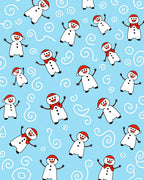Jolly Snowman Holiday Blue Swirl Rug