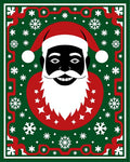 Festive Black Santa Snowflake Border Rug