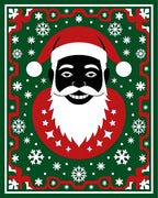 Festive Black Santa Snowflake Border Rug