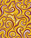 Vibrant Swirls Abstract Yellow Burgundy Rug