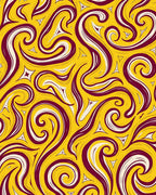 Vibrant Swirls Abstract Yellow Burgundy Rug