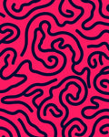 Bold Pink Abstract Swirl Lines Rug