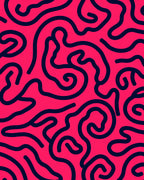 Bold Pink Abstract Swirl Lines Rug