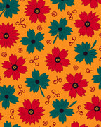 Bold Red Teal Flower Arrangement Rug