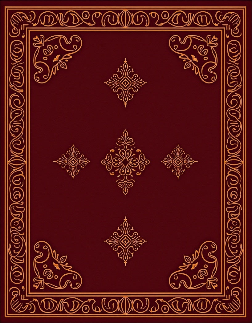 Deep Red Golden Ornamental Medallion Rug