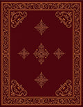 Deep Red Golden Ornamental Medallion Rug