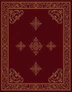 Deep Red Golden Ornamental Medallion Rug