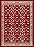 Crimson Cream Floral Border Medallion Rug