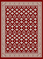 Crimson Cream Floral Border Medallion Rug