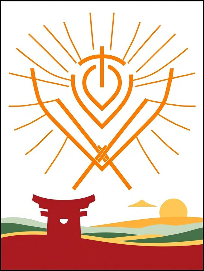 Orange Sun Gate Landscape Rug